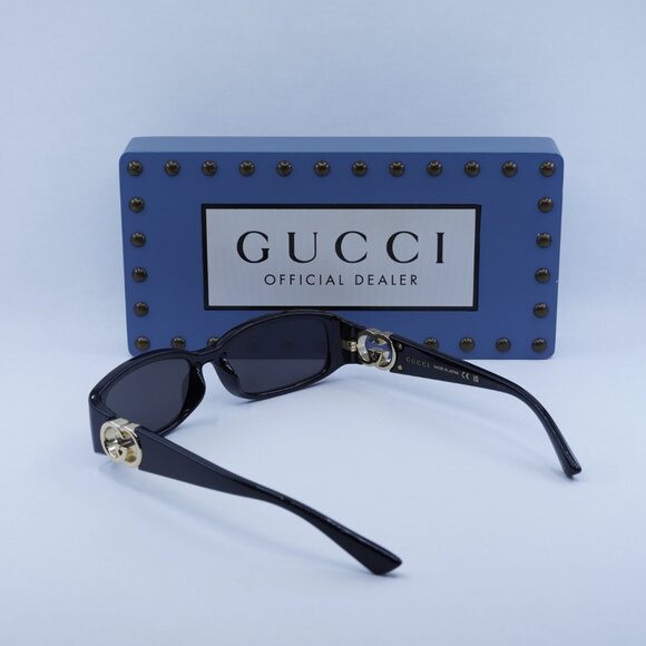 Gucci GG1661S 001 Rectangle Sunglasses - Shiny Black\Grey - Picture 13 of 14